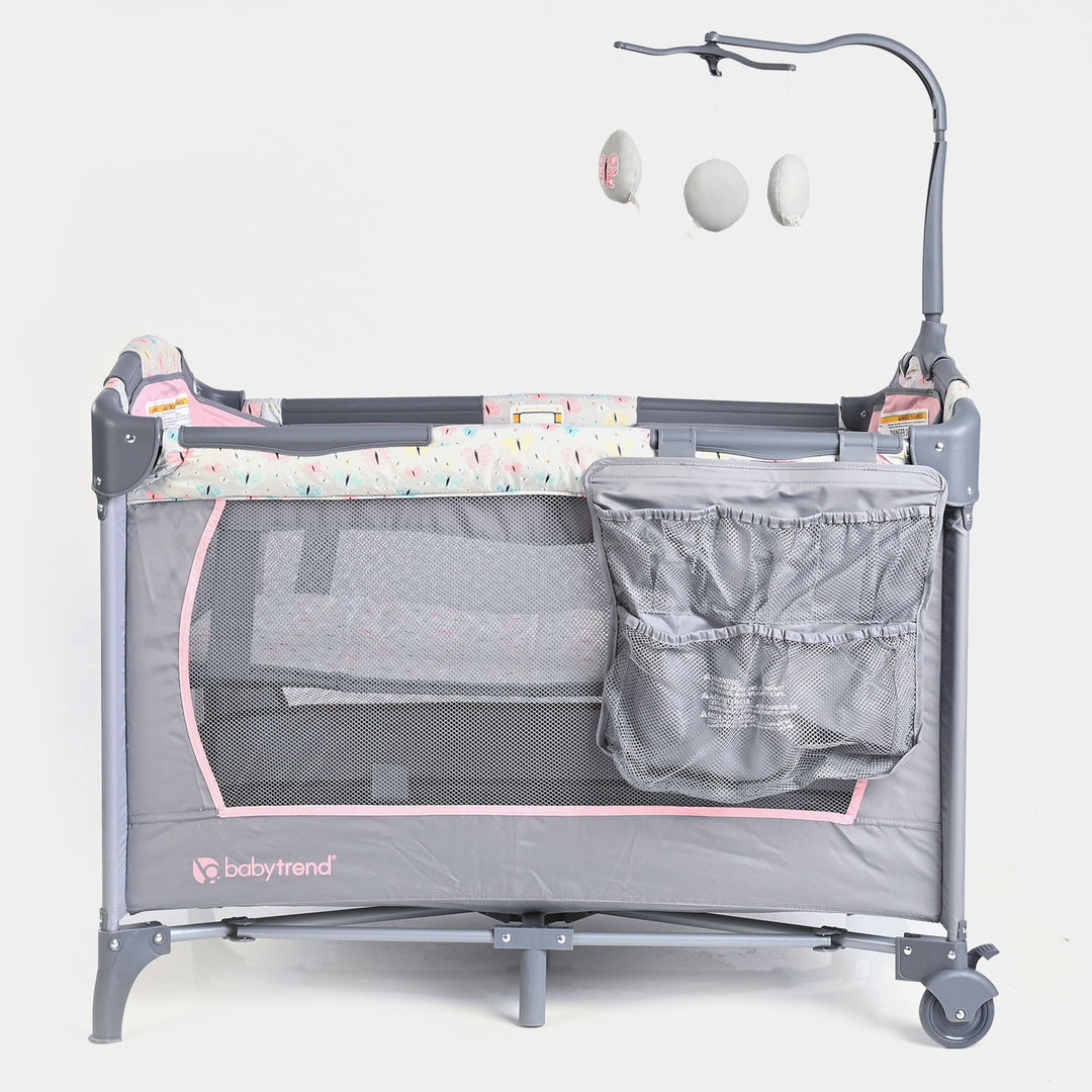 Baby Trend Carry Crib Play Pen PY81E Grey&Pink