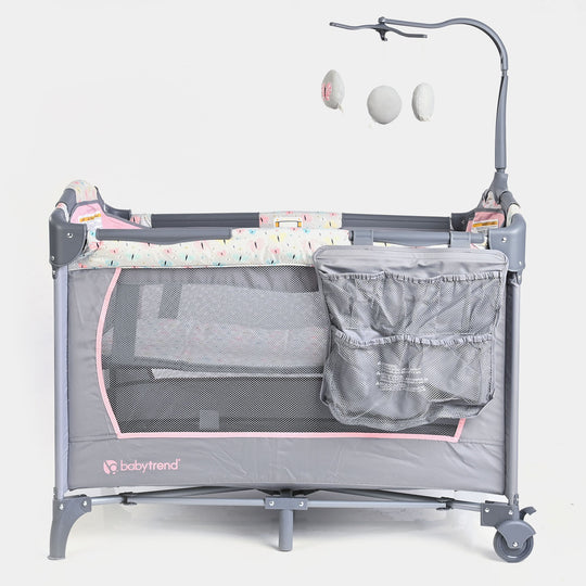 Baby Trend Carry Crib Play Pen PY81E Grey&Pink