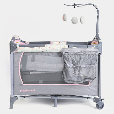 Baby Trend Carry Crib Play Pen PY81E Grey&Pink