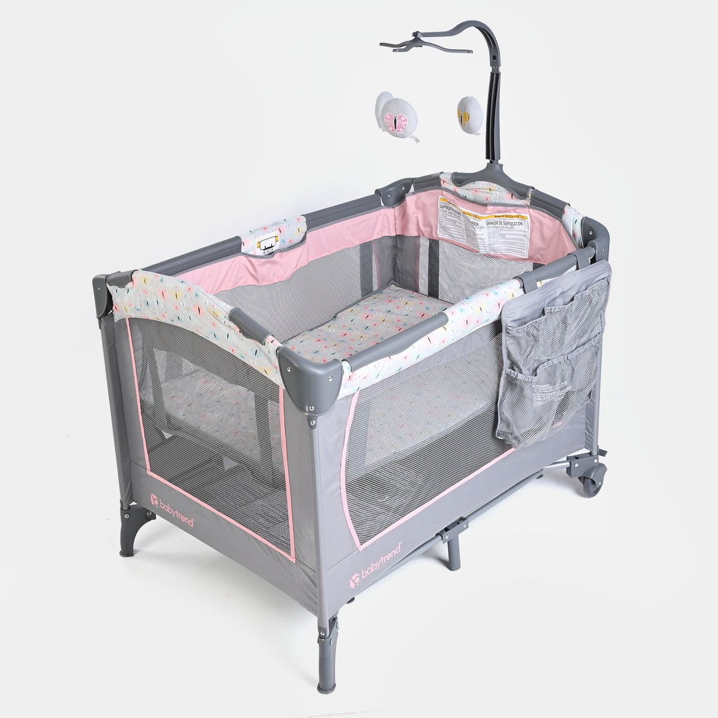 Baby Trend Carry Crib Play Pen PY81E Grey&Pink