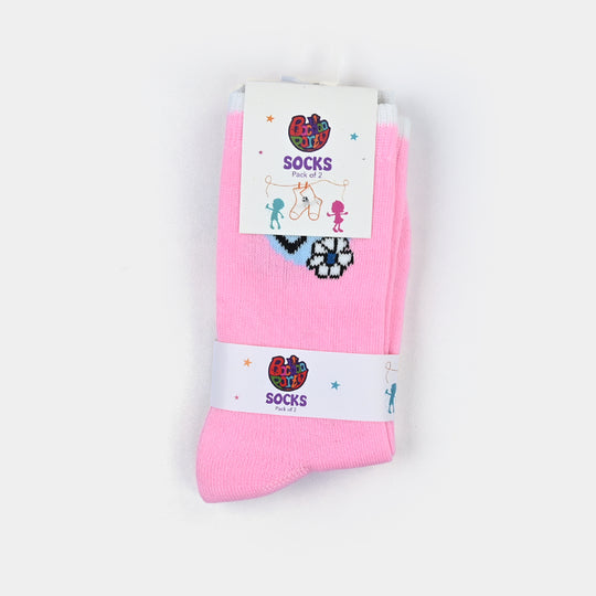 Girls Cotton Socks Pack of 2 Love – Pink/Off White