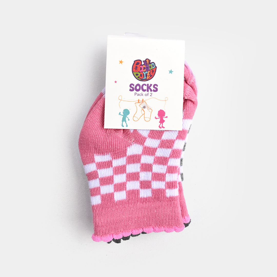 Infant Girls Socks Pack Of 2 Check-Purple.Pink