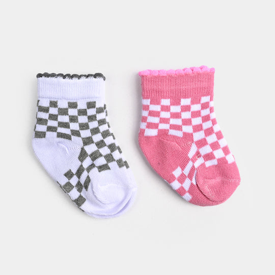 Infant Girls Socks Pack Of 2 Check-Purple.Pink