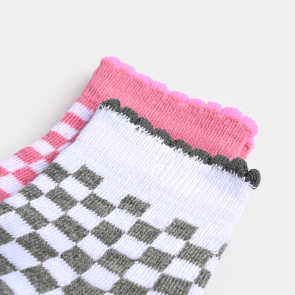 Infant Girls Socks Pack Of 2 Check-Purple.Pink