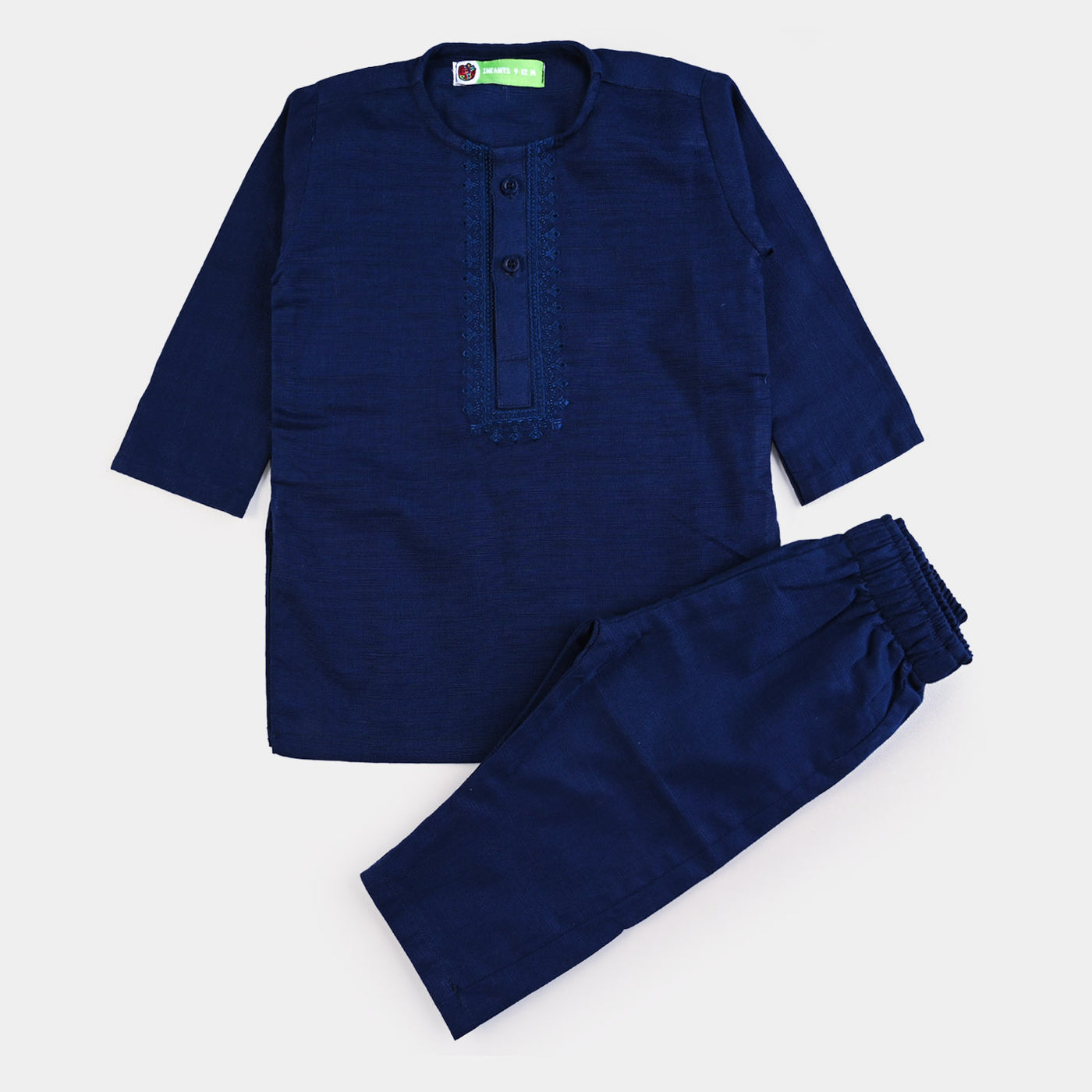 Infant Boys Cotton Slub 2 PCs Suit -Navy Blue