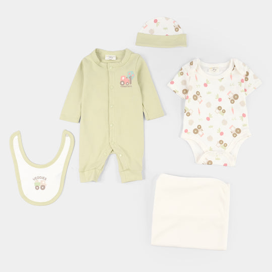 Infant Boys Jersey/Terry 5Pc Gift Set 287-041 E-C-GREEN