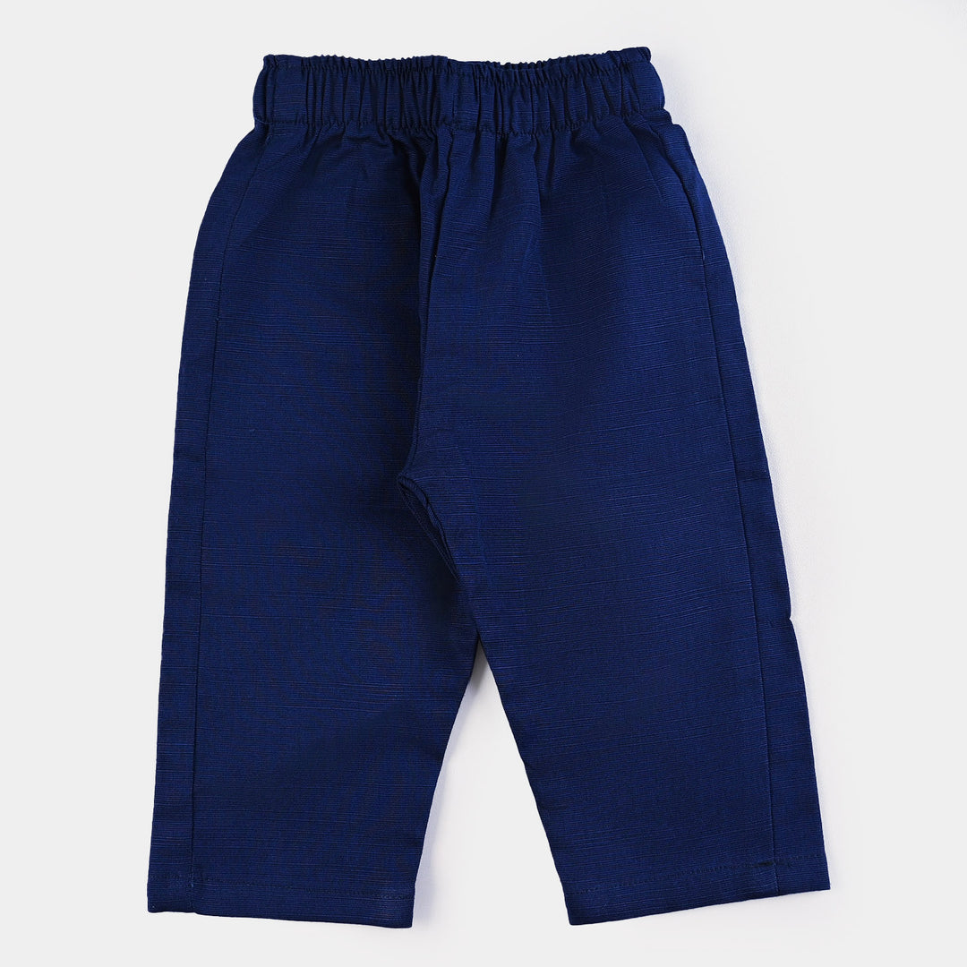 Infant Boys Cotton Slub 2 PCs Suit -Navy Blue