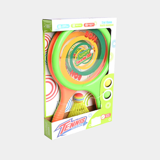 Playful Tennis Set with Balls and Shuttlecock