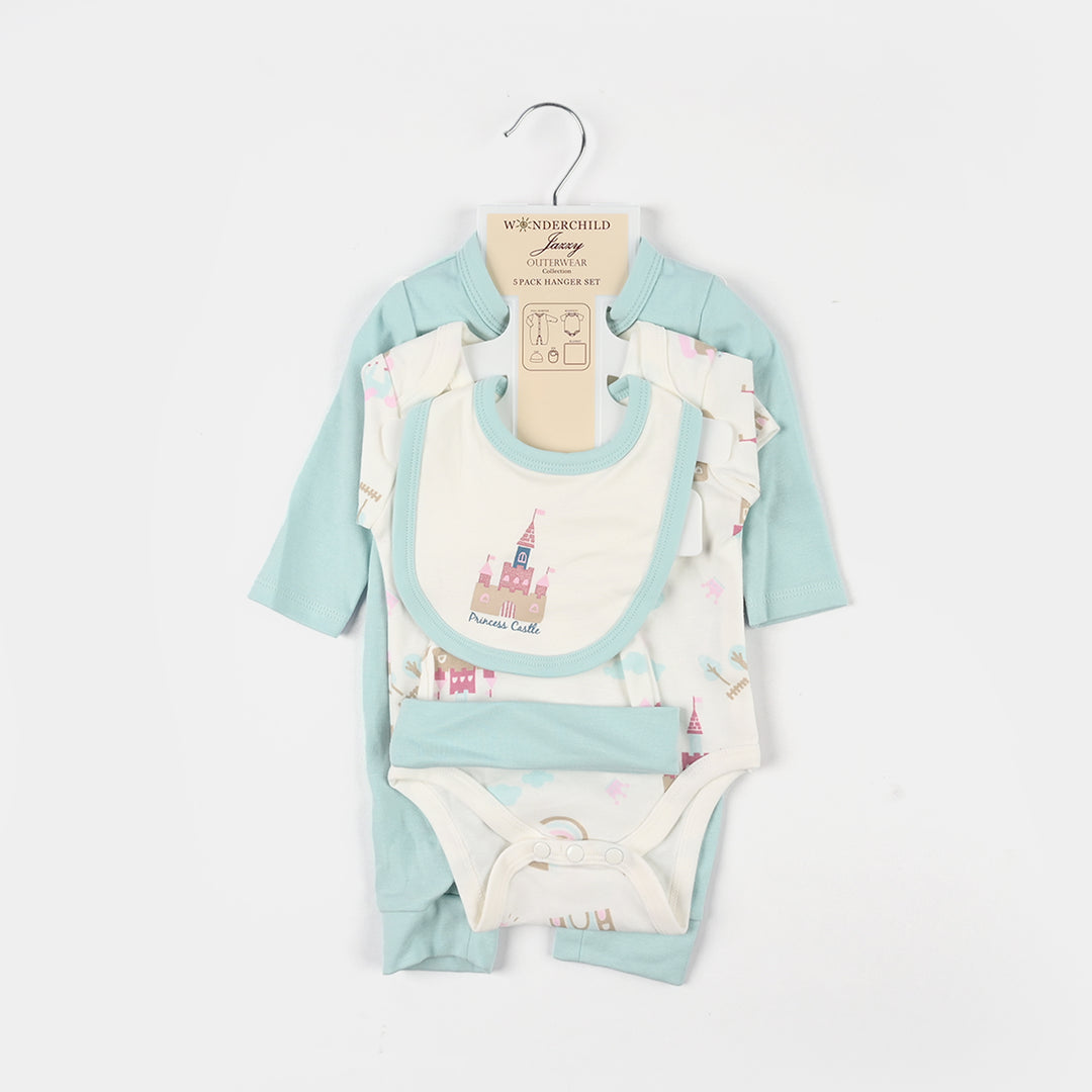 Infant Girls Jersey Terry 5Pc Gift Set - Blue