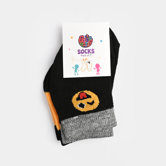 Infant Boys Socks Pack of 2 Smiley-Black.Yellow
