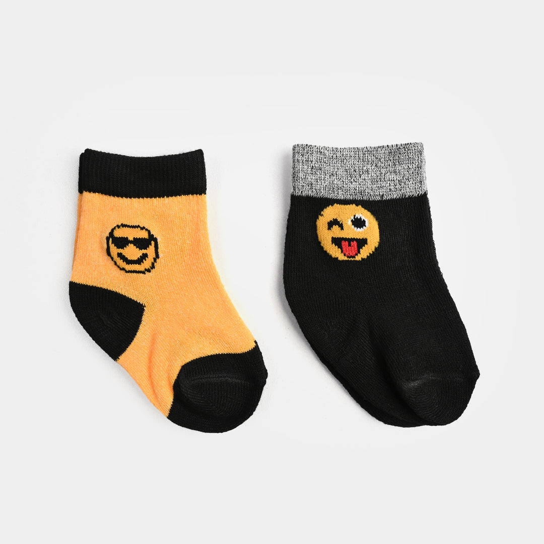 Infant Boys Socks Pack of 2 Smiley-Black.Yellow
