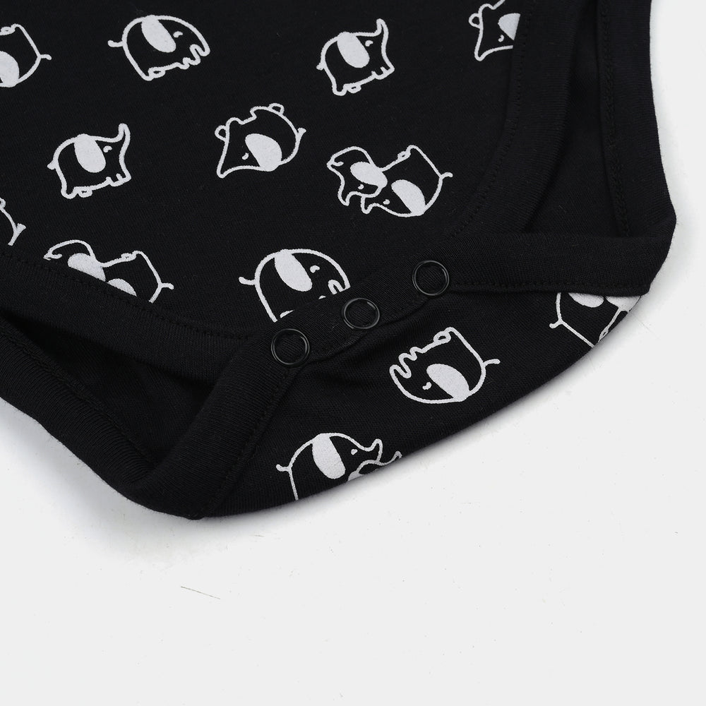 Infant Boys Cotton Interlock Romper F/S LITTLE ELEPHANT - BLACK