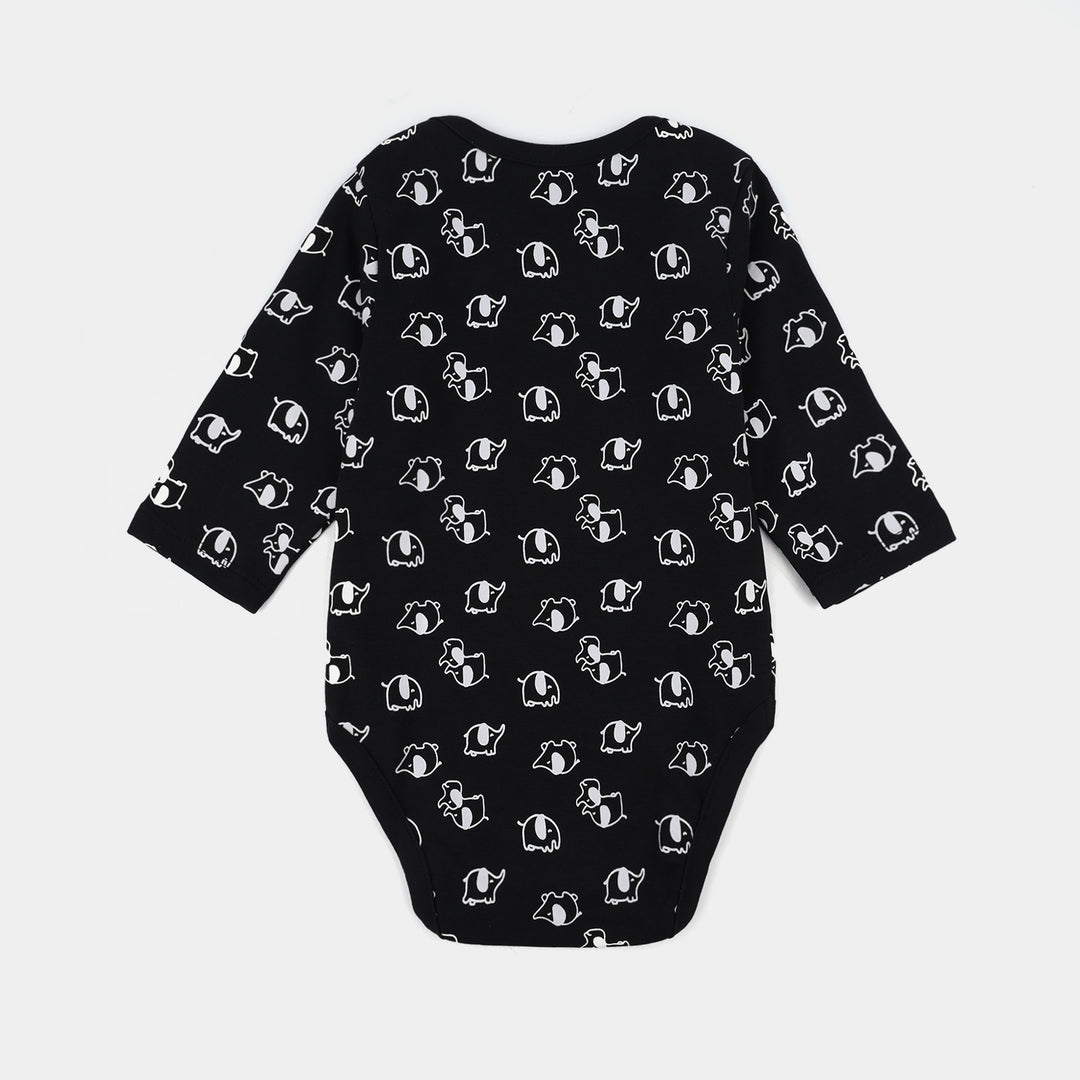 Infant Boys Cotton Interlock Romper F/S LITTLE ELEPHANT - BLACK