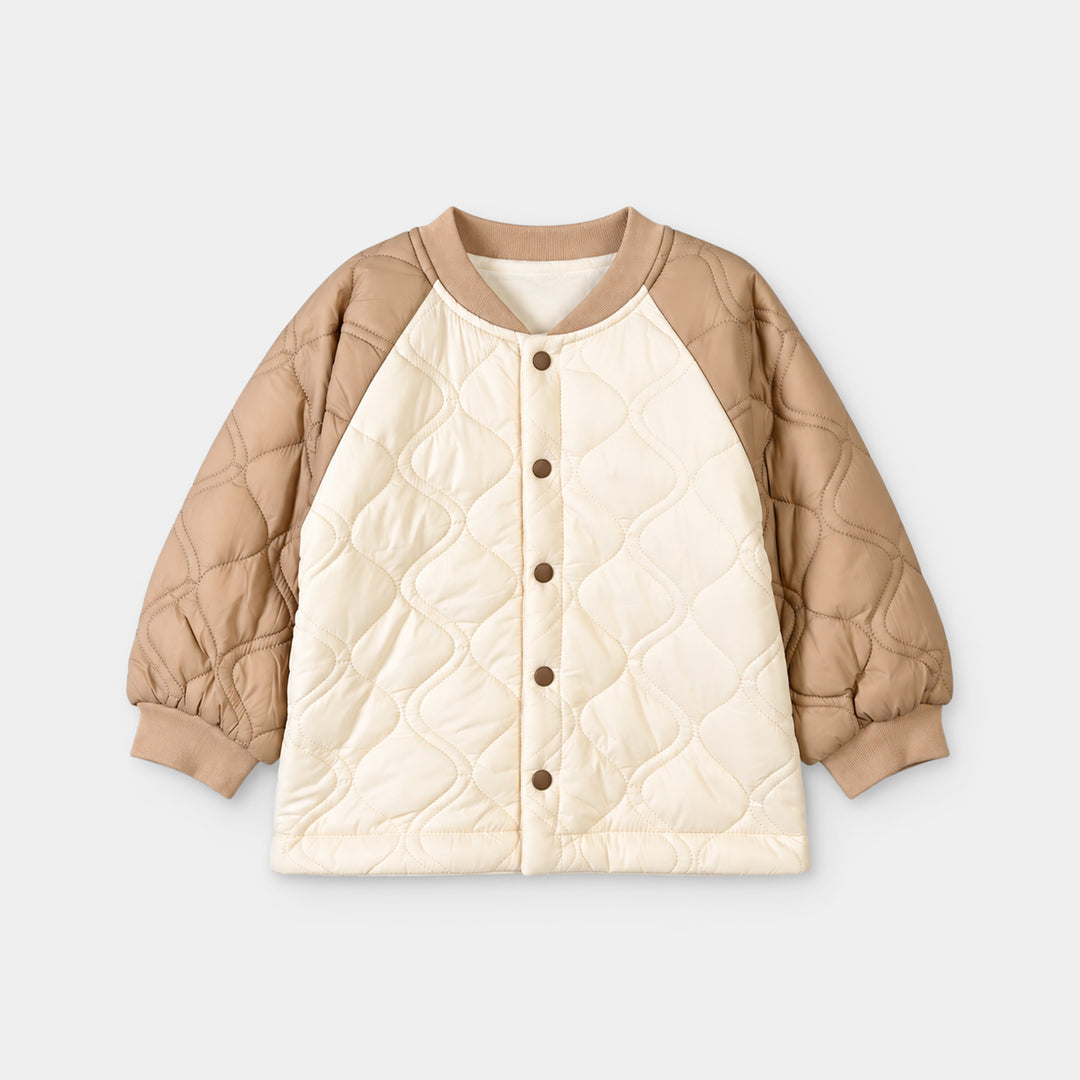 Infant Boys Polyester Quilted Jacket-Off White Brown