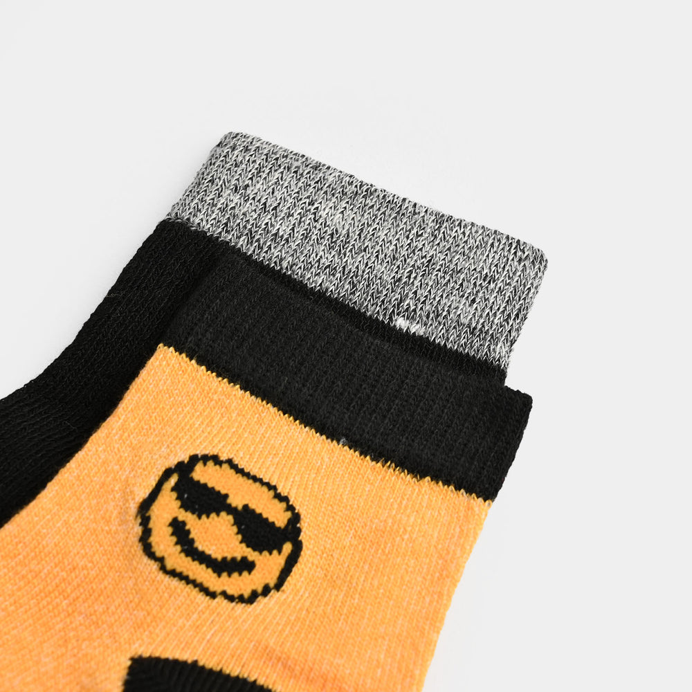 Infant Boys Socks Pack of 2 Smiley-Black.Yellow