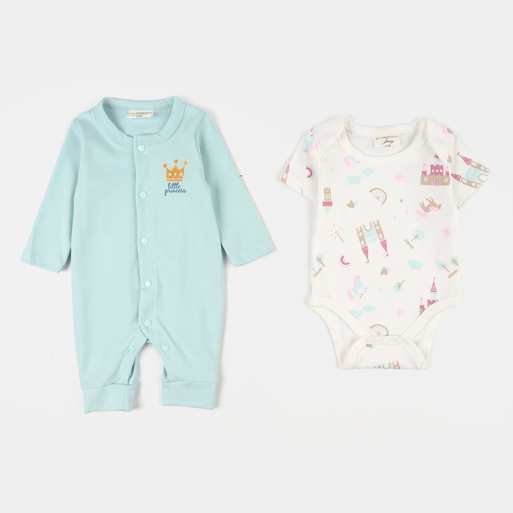 Infant Girls Jersey/Terry 5Pc Gift Set 287-104-BLUE