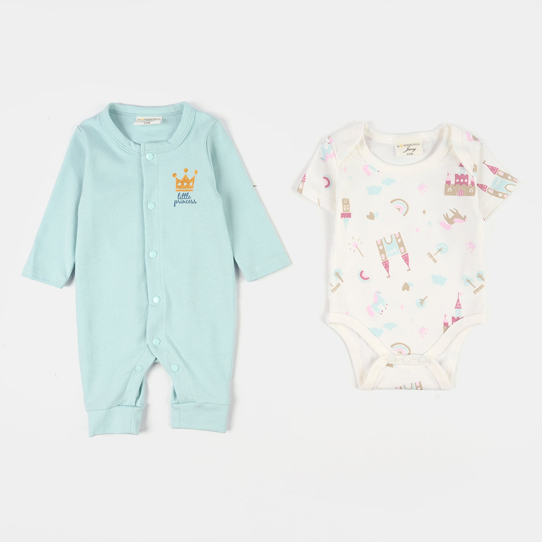 Infant Girls Jersey Terry 5Pc Gift Set - Blue