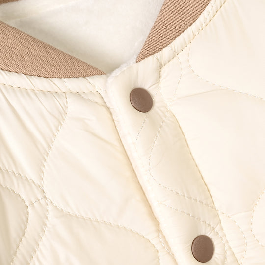 Infant Boys Polyester Quilted Jacket-Off White Brown