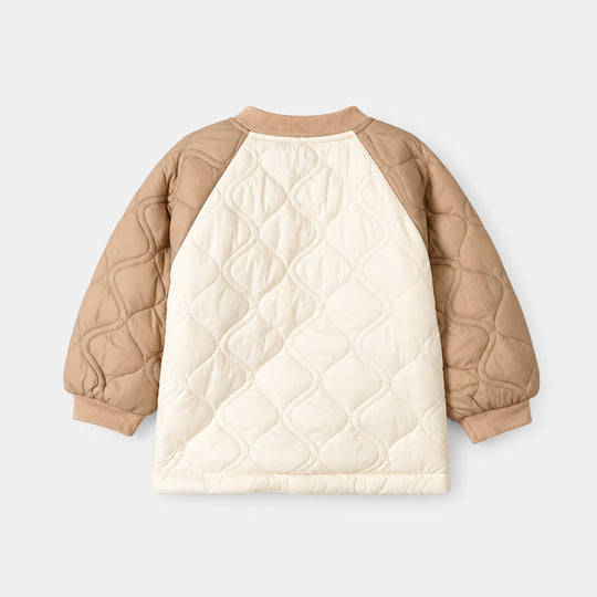 Infant Boys Polyester Quilted Jacket-Off White Brown