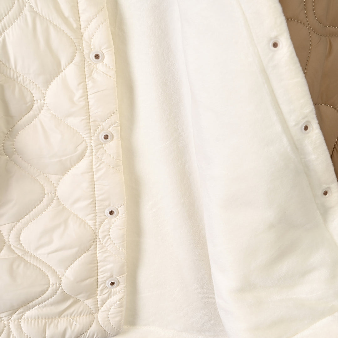 Infant Boys Polyester Quilted Jacket-Off White Brown