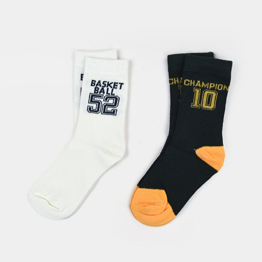 Boys Cotton Socks Pack of 2 Champion – Green/Beige