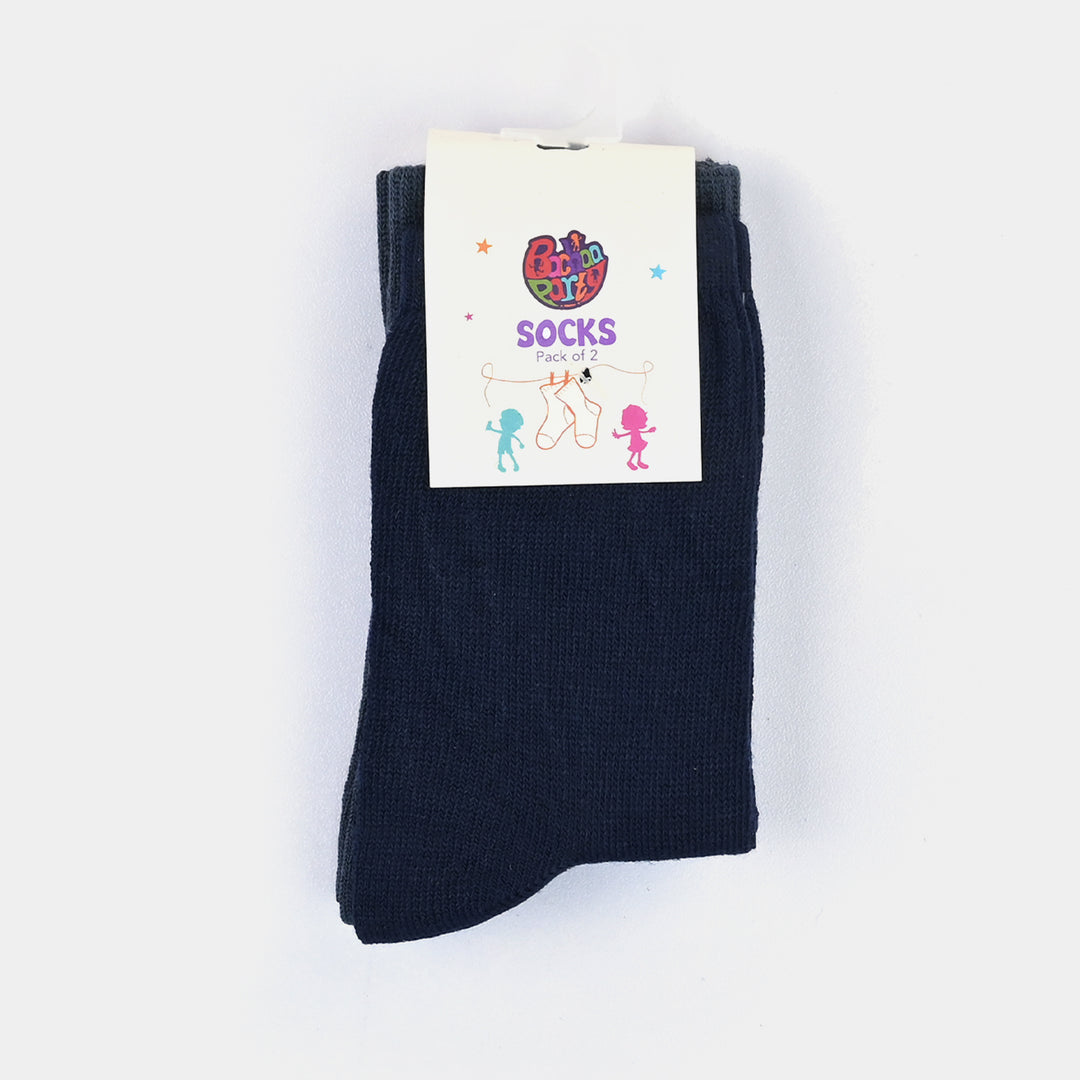 Infant Boys Cotton Pack of 2 Basic Socks – Navy/Grey
