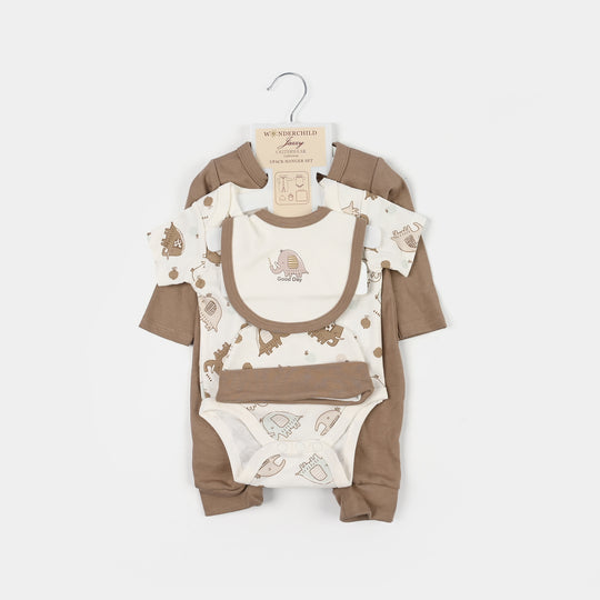 Infant Boys Jersey/Terry 5Pc Gift Set 287-020-BROWN