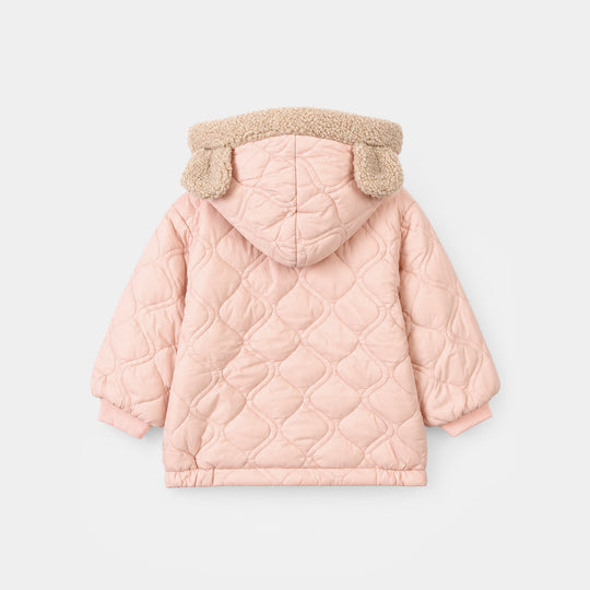 infant Girls Polyester Quilted Jacket-Pink