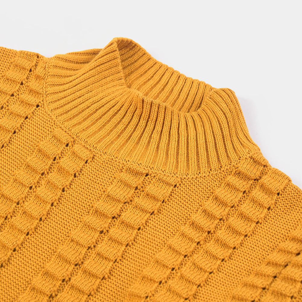 Teens Girls Acrylic Mock Neck Sweater-Mustard