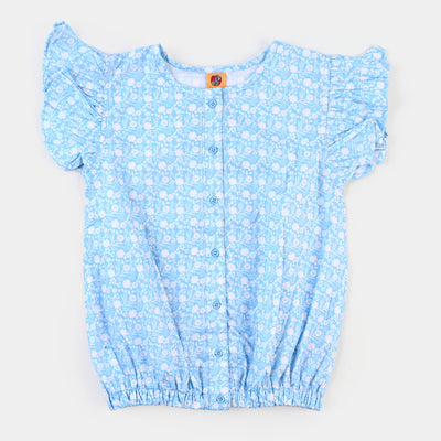 Girls Cotton Casual Top - Blue