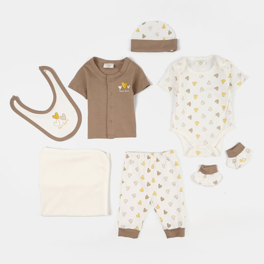 Infant Girls Jersey Terry 7Pc Gift - Brown