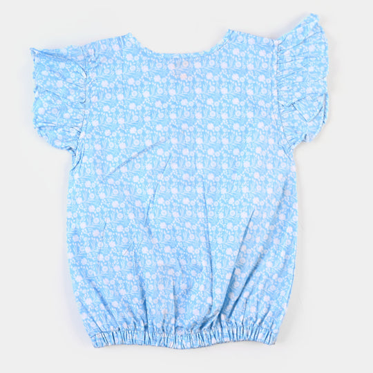 Girls Cotton Casual Top - Blue