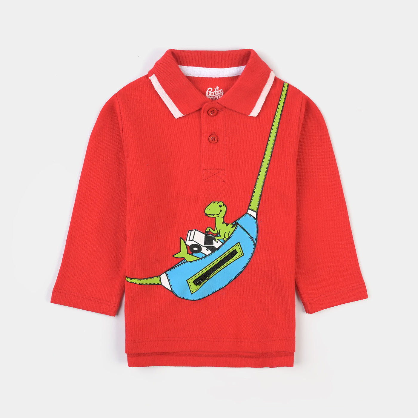 Infant Boys Cotton PK Polo Dinosaur-Racing Red