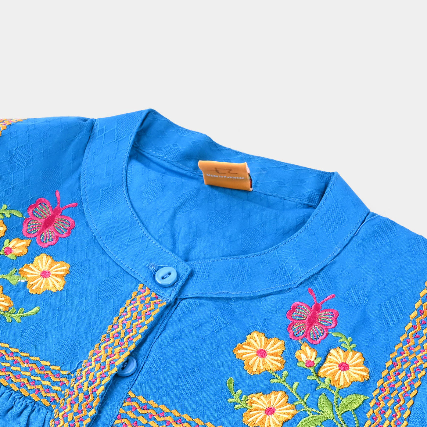 Girls Embroidered Top Bouquet - Blue