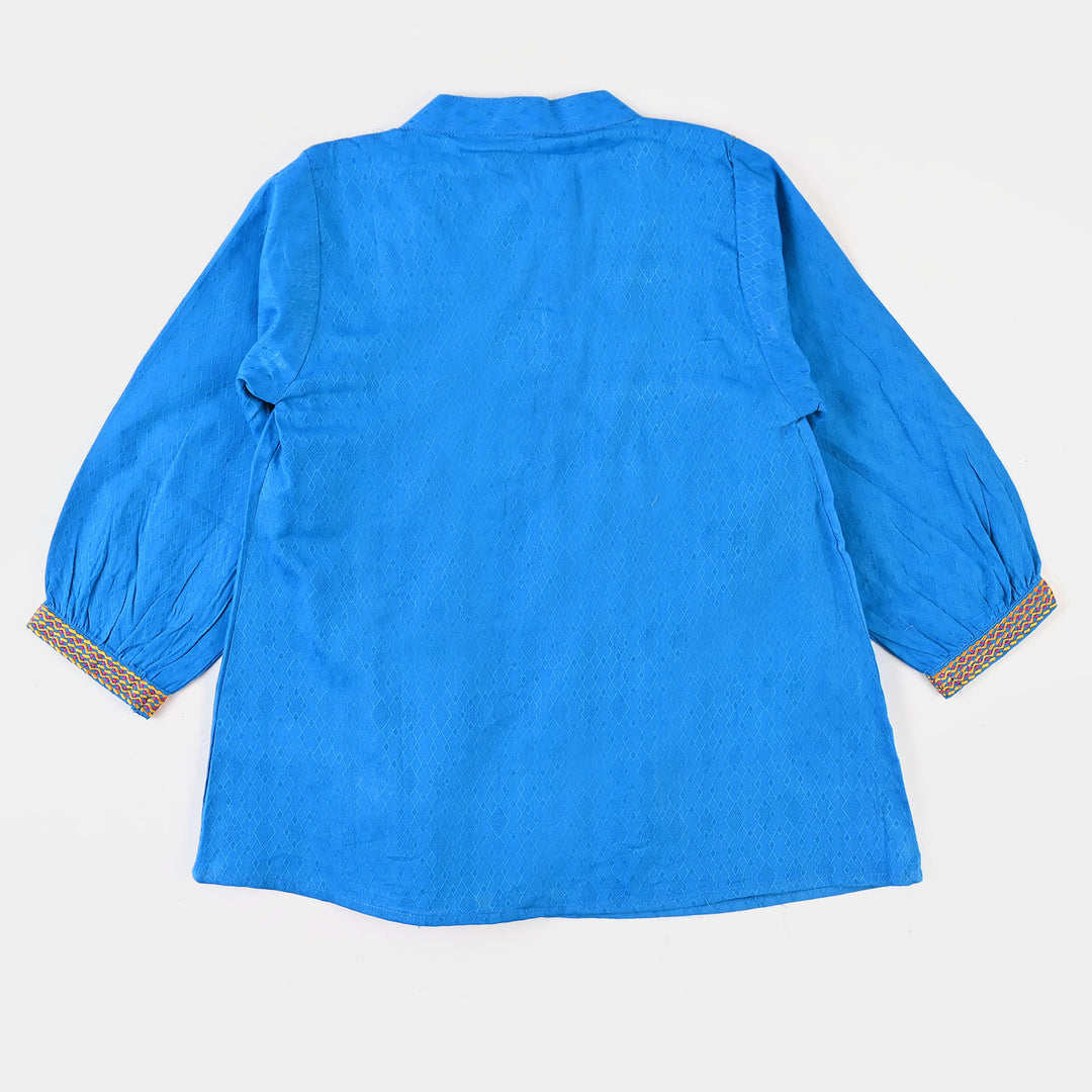 Girls Embroidered Top Bouquet - Blue