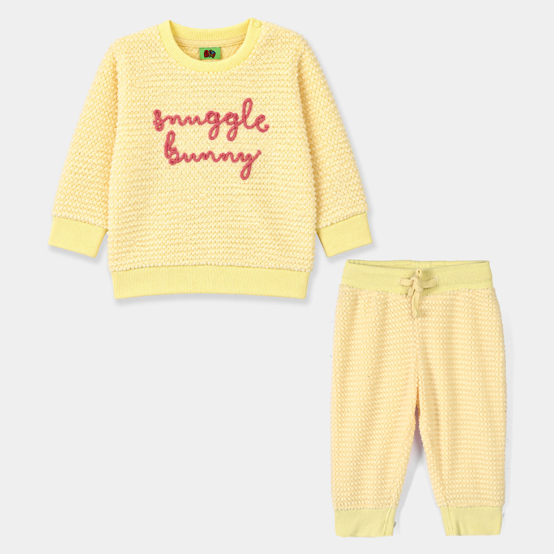 Infant Girls Quilted 2Pcs Suit Snuggle Bunny-Yellow