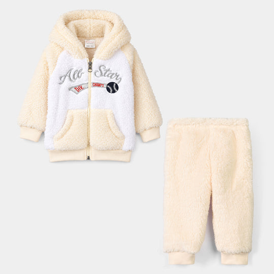 Infant Boys Faux Fur Knitted Suit BJ047-2P-White.Yellow