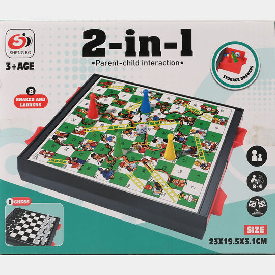 2-in-1 Chess & Snakes and Ladders Board Game Set