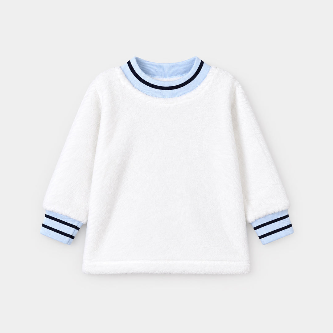 Infant Boys Faux Fur Knitted Suit SH154-3P-White.Blue