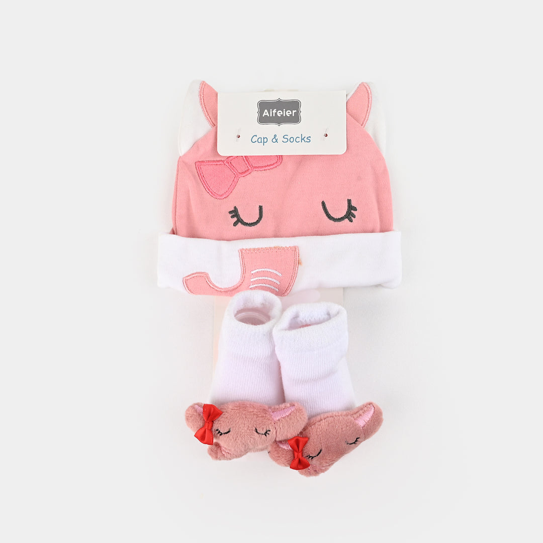 Baby Cap/Hat & Socks/Booties Set | 0-3M+