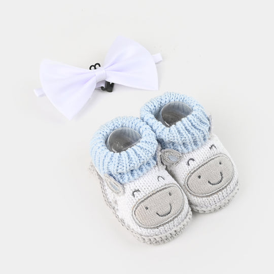 Woolen Baby Socks/Shoes With Bow | 0-6M