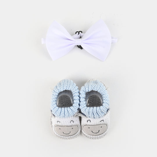 Woolen Baby Socks/Shoes With Bow | 0-6M