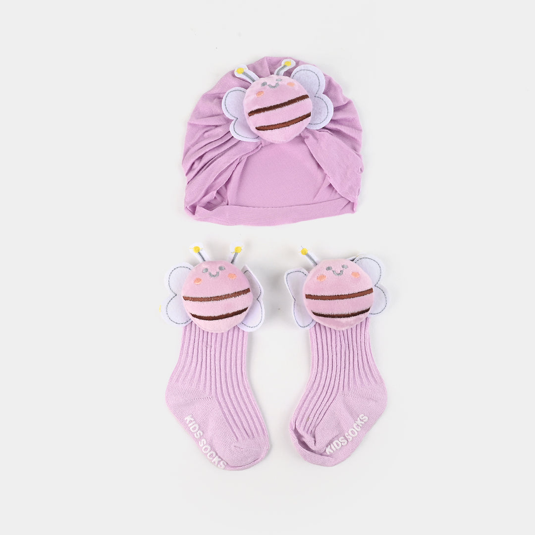 Baby Cap/Hat & Socks Set | 6-9M+