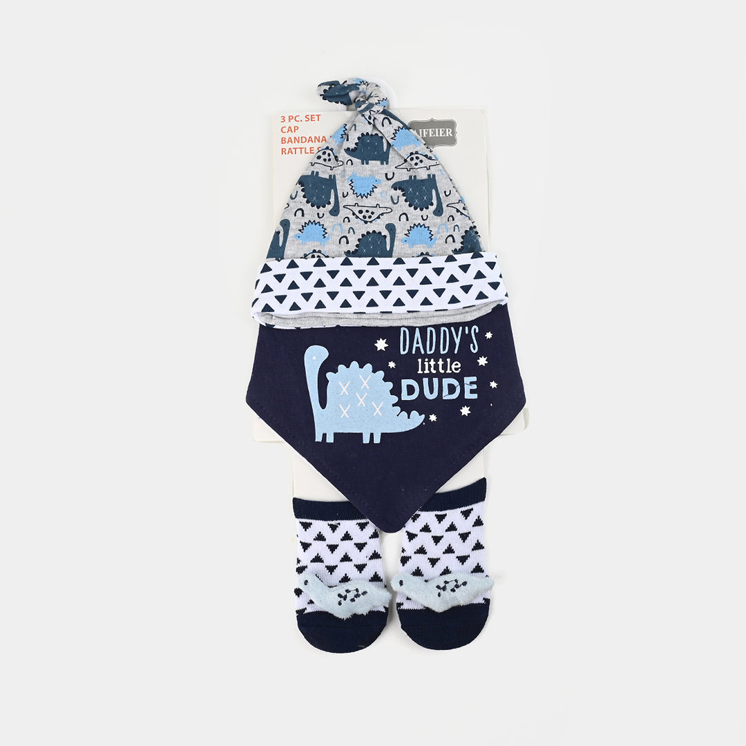 Baby Cap, Bib & Sock 6-9M 3 Pcs Set