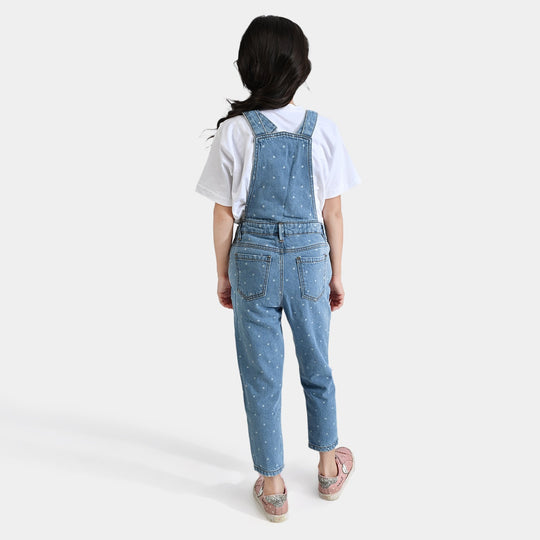 Girls Denim rigid Dangri Heart Shape-LT.Blue