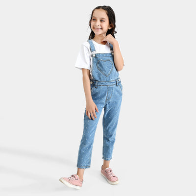 Girls Denim rigid Dangri Heart Shape-LT.Blue