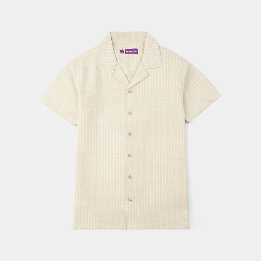 Boys Yarn Dyed Woven Suit – Beige White