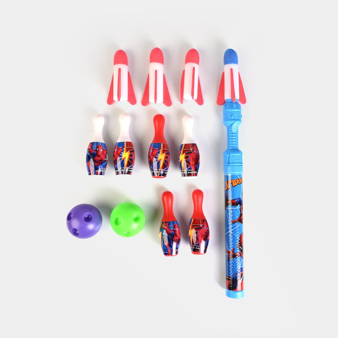 2-in-1 Fun Bowling & Air Rocket Launcher Set