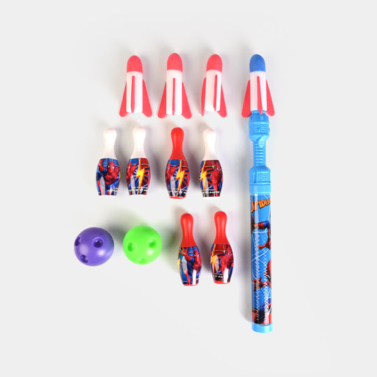 2-in-1 Fun Bowling & Air Rocket Launcher Set
