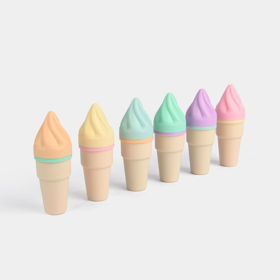 Ice-Cream Shape Mini Highlighter Markers Set 6 Pcs